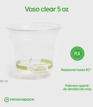 Alternative view of Vaso Biodegradable Transparente de 5 oz