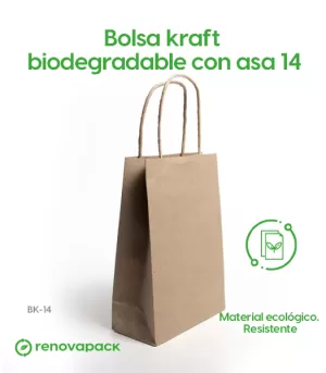 Alternative view of Bolsa Biodegradable Kraft con Asa 14