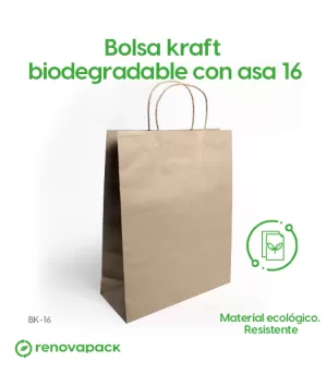 Alternative view of Bolsa Biodegradable Kraft con Asa 16