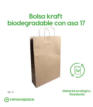 Alternative view of Bolsa Biodegradable Kraft con Asa 17