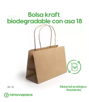 Alternative view of Bolsa Biodegradable Kraft con Asa 18