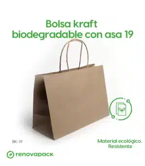 Alternative view of Bolsa Biodegradable Kraft con Asa 19