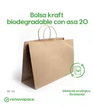 Alternative view of Bolsa Biodegradable Kraft con Asa 20