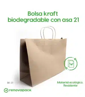 Alternative view of Bolsa Biodegradable Kraft con Asa 21