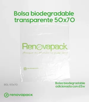 Alternative view of Bolsa biodegradable transparente 50x70
