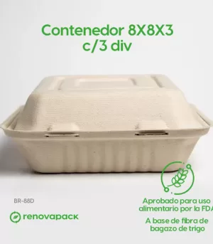 Alternative view of Contenedor Biodegradable 8x8x3 c/3div