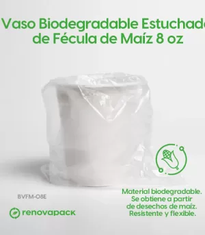 Alternative view of Vaso Biodegradable Estuchado de Fécula de Maíz 8 oz