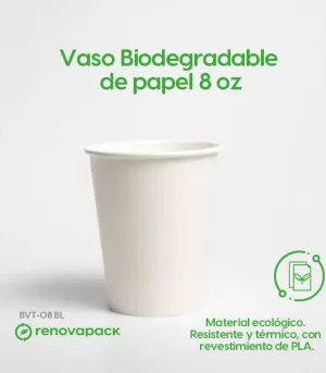 Alternative view of Vaso Biodegradable de papel 8 oz
