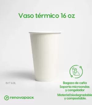 Alternative view of Vaso Biodegradable de papel 16 oz