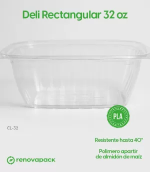 Alternative view of Contenedor para Comida Deli Rectangular Biodegradable de 32oz - Renovapack