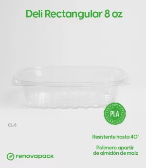 Alternative view of Deli Rectangular 8oz Biodegradable