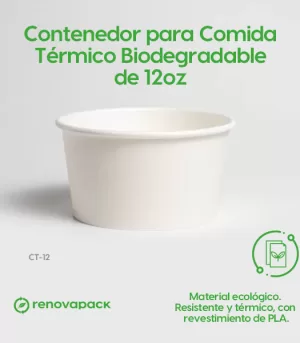 Alternative view of Contenedor para Comida Térmico Biodegradable de 12oz - Renovapack