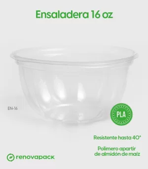 Alternative view of Ensaladera transparente biodegradable de 16 oz