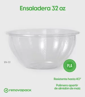 Alternative view of Ensaladera transparente biodegradable de 32 oz