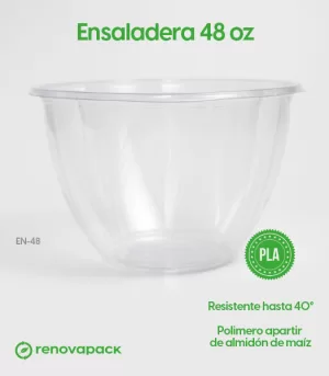 Alternative view of Ensaladera transparente biodegradable de 48 oz
