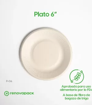 Alternative view of Plato Desechable Biodegradable 6" - Renovapack