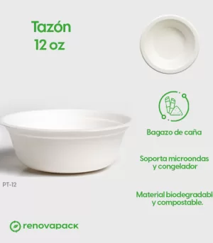 Alternative view of Tazón Biodegradable 12oz Blanco