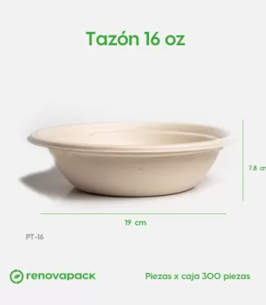 Alternative view of Tazón Biodegradable 16oz