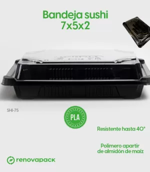Alternative view of Bandeja Biodegradable para Sushi 7x5x2