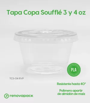 Alternative view of Tapa para Vaso Soufflé Biodegradable de 3 oz / 4 oz - Renovapack