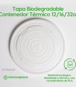Alternative view of Tapa Biodegradable Contenedor Térmico 12/16/32oz