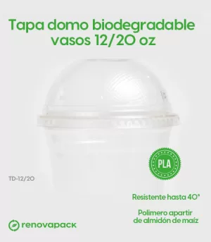 Alternative view of Tapa domo biodegradable vasos 12/20 oz