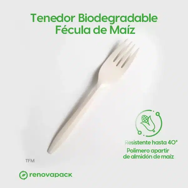 Tenedor Biodegradable Fécula de Maíz - Imagen 2