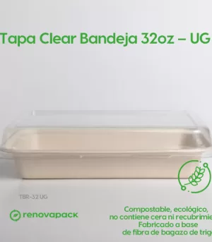 Alternative view of Tapa Clear Bandeja 32oz - UG