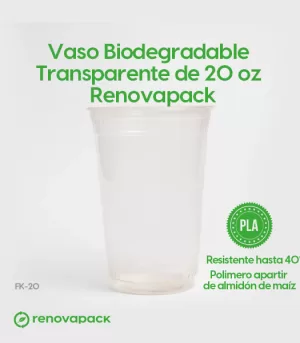 Alternative view of Vaso Biodegradable Transparente de 20 oz - Greenware