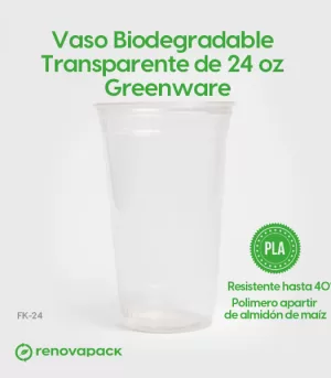 Alternative view of Vaso Biodegradable Transparente de 24 oz - Greenware