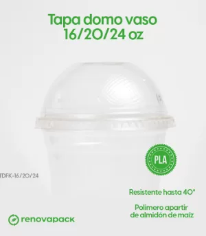 Alternative view of Tapa domo biodegradable vasos 16/20/24oz