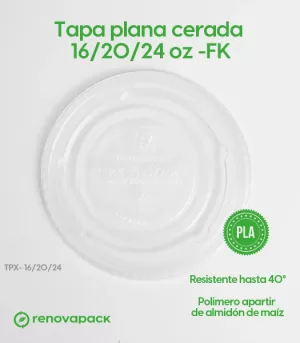 Alternative view of Tapa plana cerrada vasos 16/20/24oz