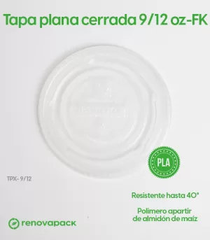 Alternative view of Tapa plana cerrada vasos 9/12oz