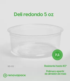 Alternative view of Contenedor Deli Redondo Biodegradable de 5oz  - Renovapack