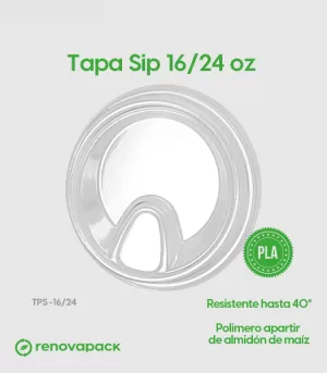 Alternative view of Tapa con boquilla sip transparente para vaso desechable 16-24 oz - Renovapack