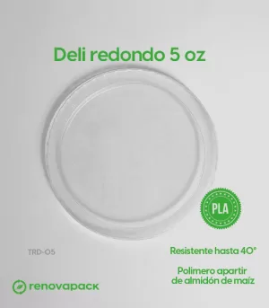 Alternative view of Tapa Deli Redondo Biodegradable de 5oz - Renovapack