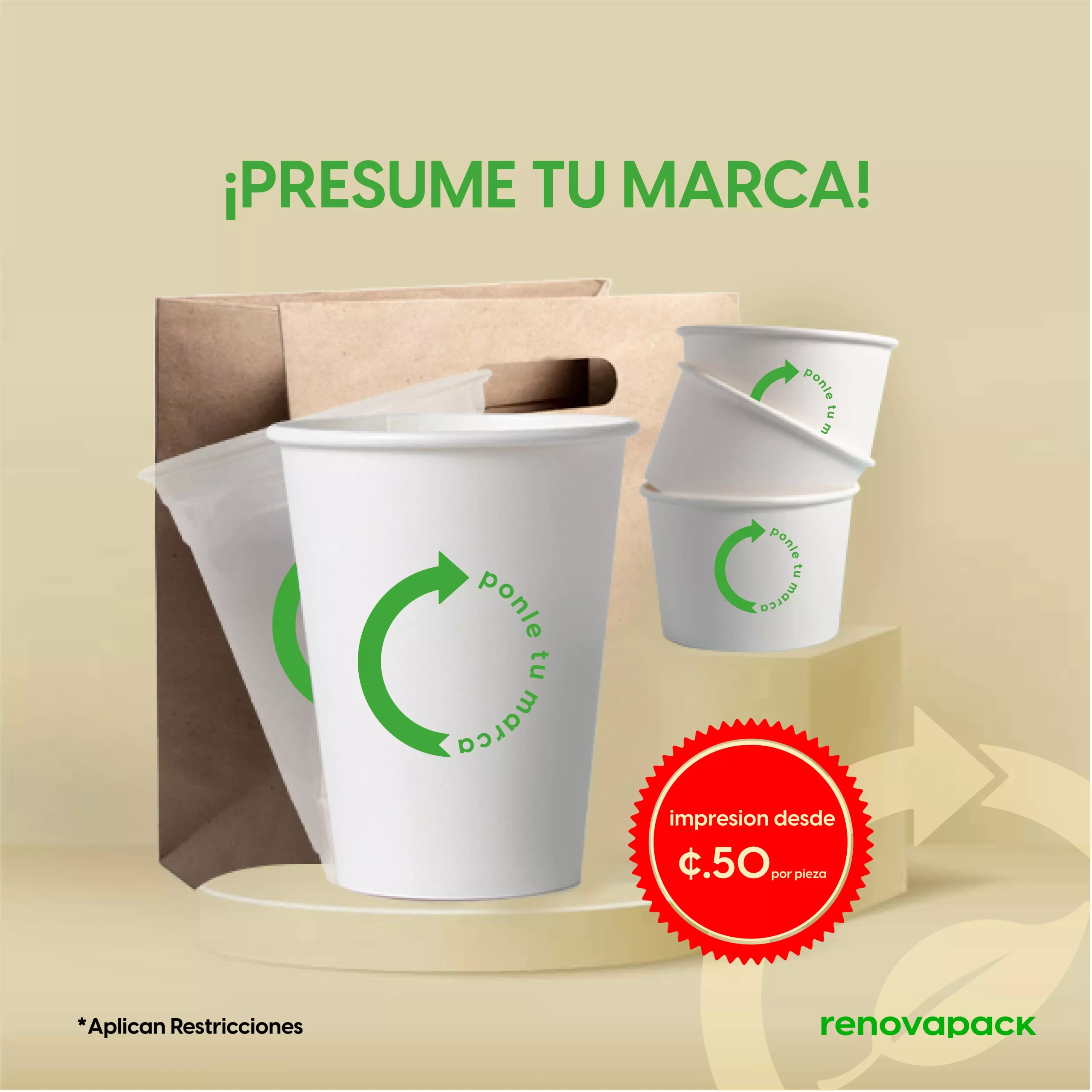 renovapack - promociones septiembre - vaso para cafe - plato biodegradable - contenedor para comida - cover web