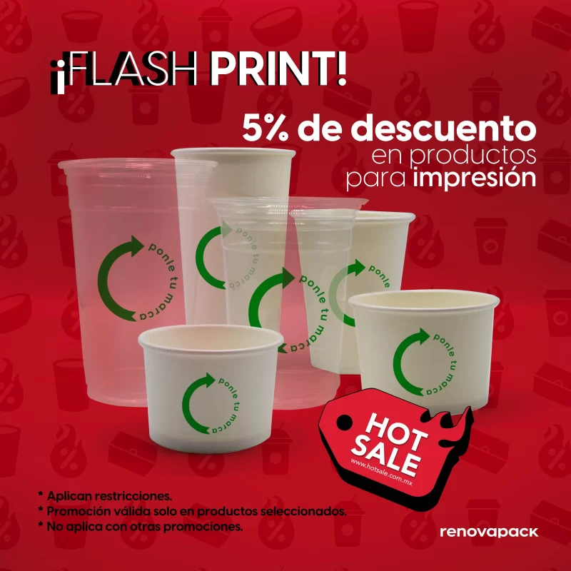 PROMOCION FLASH EN VASOS PERSONALIZADOS Y OTROS DESECHABLES IMPRESOS EN GRAPHIC - IMPRENTA EN MONTERREY