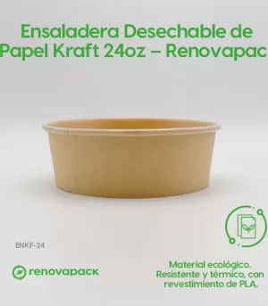 Alternative view of Ensaladera Desechable de Papel Kraft 24 oz - Renovapack