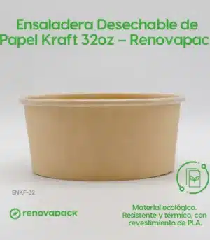 Alternative view of Ensaladera Desechable de Papel Kraft 32 oz - Renovapack