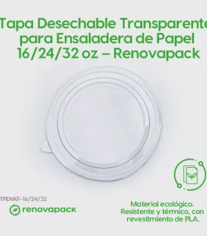 Alternative view of Tapa Desechable Transparente para Ensaladera de Papel 16/24/32 oz - Renovapack