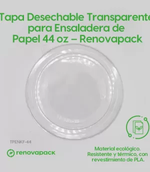 Alternative view of Tapa Desechable Transparente para Ensaladera de Papel 44 oz - Renovapack