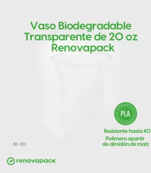 Alternative view of Vaso Biodegradable Transparente de 20 oz - Renovapack
