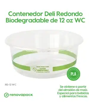 Alternative view of Contenedor Deli Redondo Biodegradable de 12 oz WC